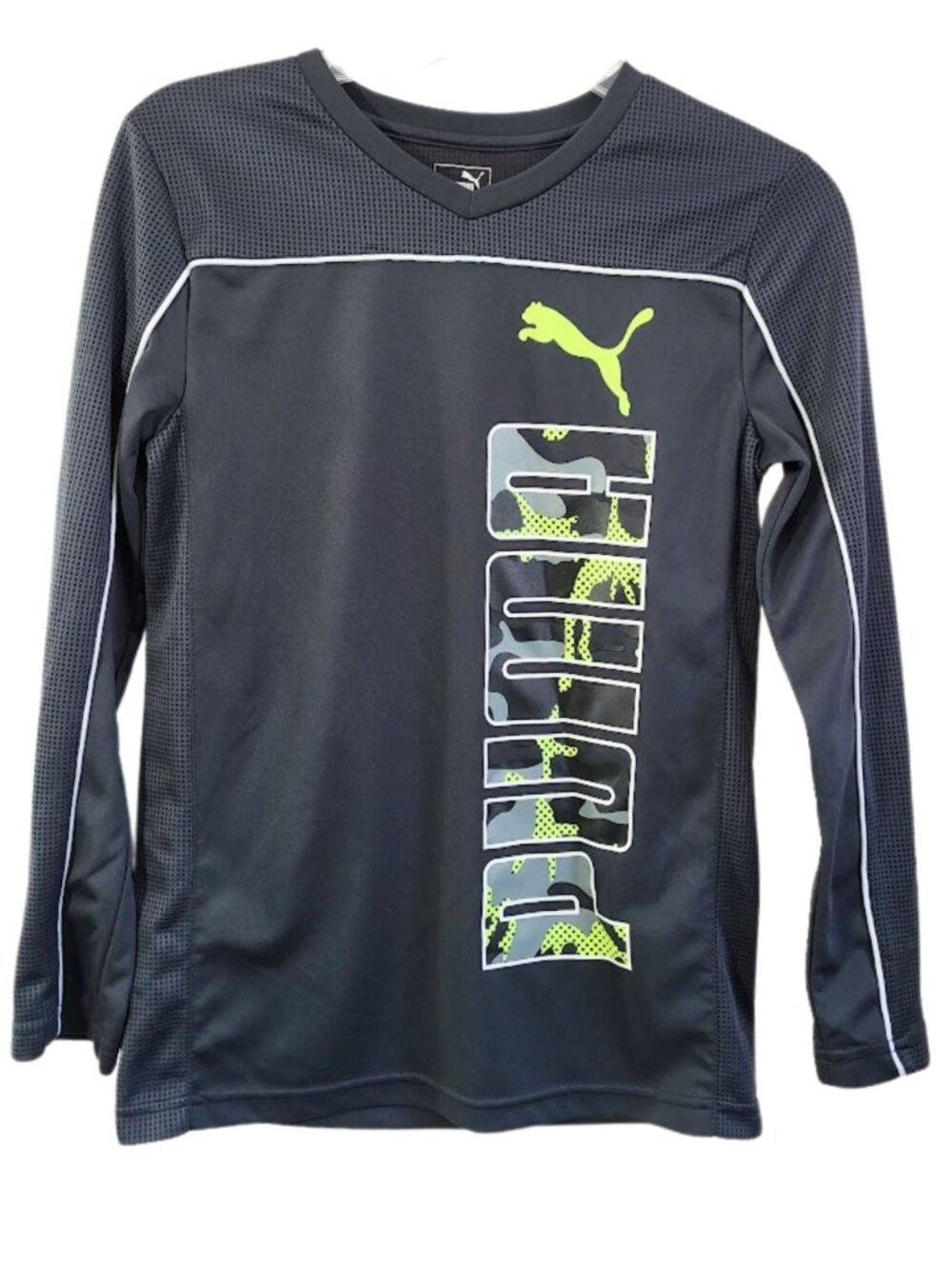PUMA Dark Charcoal Gray Long Sleeve Pullover Short - Boys Size L (14 -16)